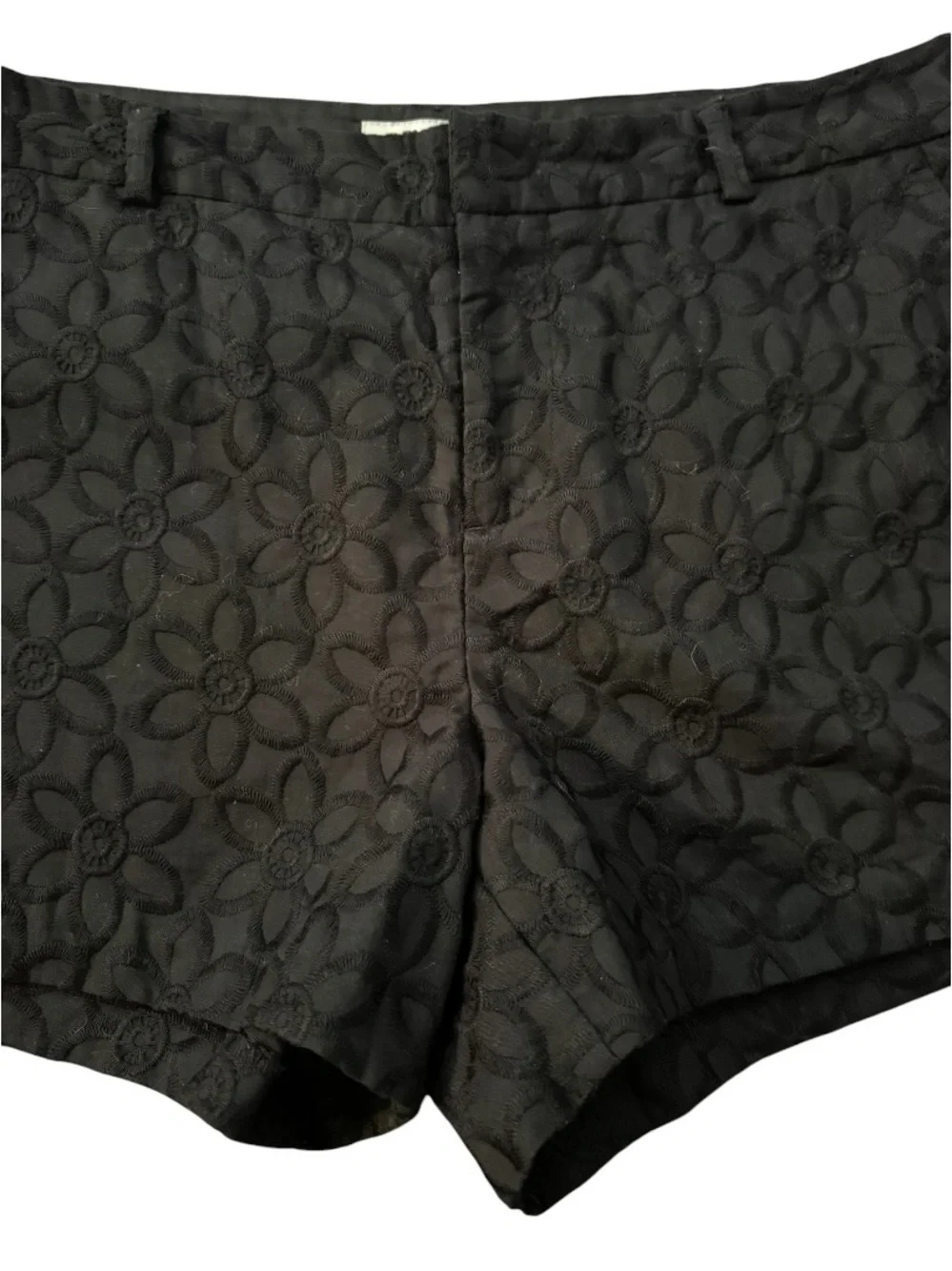 Elle Black Floral Eyelet Shorts